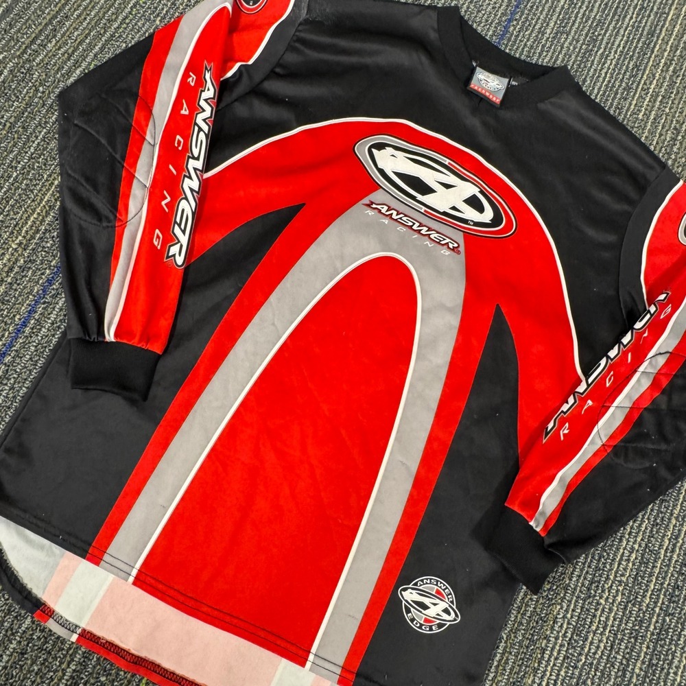 Answer Racing Jersey Men Medium Red Black Good Y2K Motocross Padded Elbows